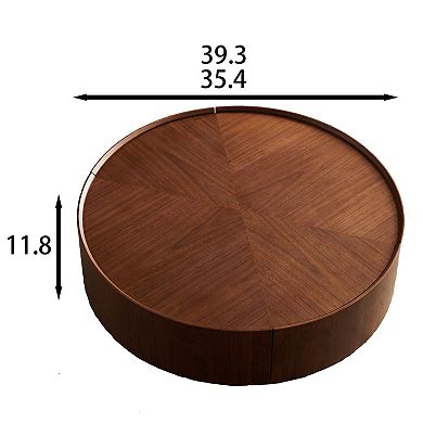 Trikiousd 39.3-Inch Round Coffee Table with Iron Base