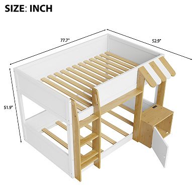 Trikiousd Low Bunk Bed Solid Wood Twin Bed Frame with Integrated Desk, Storage & USB ports