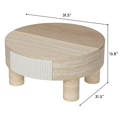 Trikiousd Round Coffee Table with Flip Top and Hidden Storage