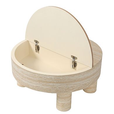 Trikiousd Round Coffee Table with Flip Top and Hidden Storage