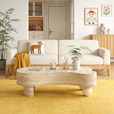 Trikiousd Irregular Coffee Table with Flip Top and Hidden Storage