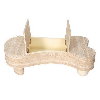 Trikiousd Irregular Coffee Table with Flip Top and Hidden Storage