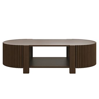 Trikiousd 47" Oval Fluted Coffee Table with Storage