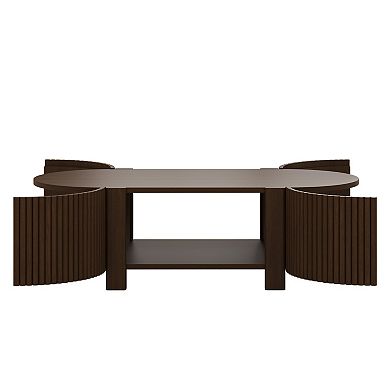 Trikiousd 47" Oval Fluted Coffee Table with Storage