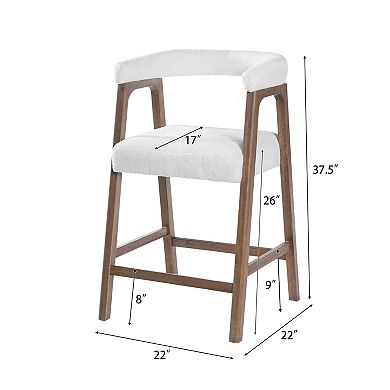 Trikiousd Modern Fabric Upholstered Bar Chair 26 Inch Counter Height Bar Stools Set of 2