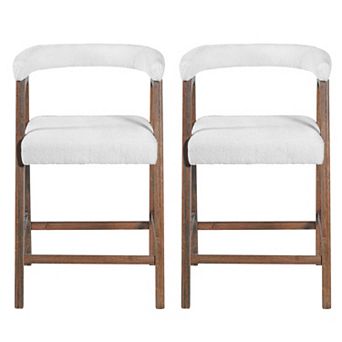 Trikiousd Modern Fabric Upholstered Bar Chair 26 Inch Counter Height Bar Stools Set of 2