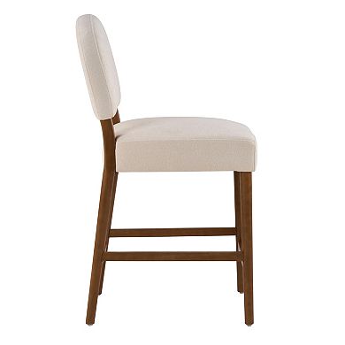 Trikiousd Counter Height Bar Stools Set of 2, Kitchen Fabric Upholstered Bar Chairs with Back