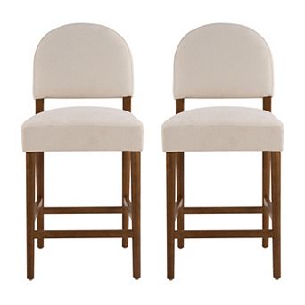 Trikiousd Counter Height Bar Stools Set of 2, Kitchen Fabric Upholstered Bar Chairs with Back