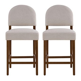 Trikiousd Counter Height Bar Stools Set of 2, Kitchen Fabric Upholstered Bar Chairs with Back