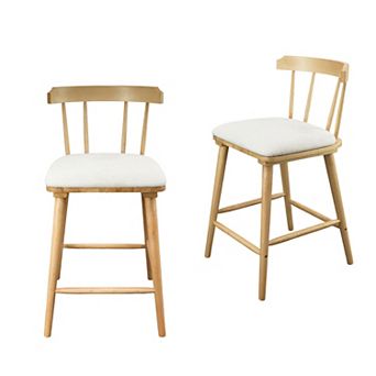 Trikiousd Wooden Upholstered Counter Height Bar Stools Kitchen Bar Chairs Dining Chairs Set of 2