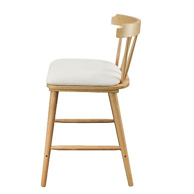 Trikiousd Wooden Upholstered Counter Height Bar Stools Kitchen Bar Chairs Dining Chairs Set of 2