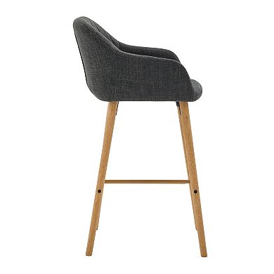 Trikiousd Modern Bar Stools Set of 2, Kitchen Island Tall Chairs Linen Fabric Upholstered Bar Stools