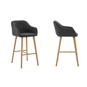Trikiousd Modern Bar Stools Set of 2, Kitchen Island Tall Chairs Linen Fabric Upholstered Bar Stools