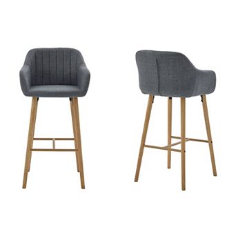 Trikiousd Modern Bar Stools Set of 2, Kitchen Island Tall Chairs Linen Fabric Upholstered Bar Stools