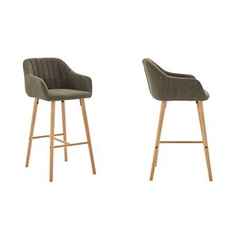 Trikiousd Modern Bar Stools Set of 2, Kitchen Island Tall Chairs Linen Fabric Upholstered Bar Stools