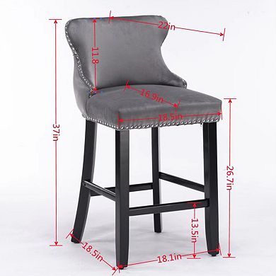 Trikiousd Modern Velvet Upholstered Bar Chair Wing Back Accent Chair Dining Chairs Set of 2