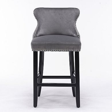 Trikiousd Modern Velvet Upholstered Bar Chair Wing Back Accent Chair Dining Chairs Set of 2