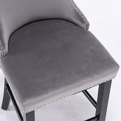 Trikiousd Modern Velvet Upholstered Bar Chair Wing Back Accent Chair Dining Chairs Set of 2