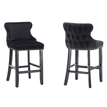 Trikiousd Modern Velvet Upholstered Bar Chair Wing Back Accent Chair Dining Chairs Set of 2