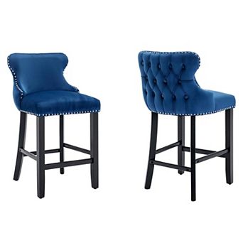 Trikiousd Modern Velvet Upholstered Bar Chair Wing Back Accent Chair Dining Chairs Set of 2