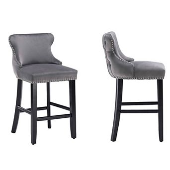 Trikiousd Modern Velvet Upholstered Bar Chair Wing Back Accent Chair Dining Chairs Set of 2