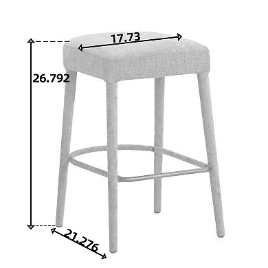 Trikiousd Fabric Thickened Upholstered Bar Stools 26.8-Inch Backless Kitchen Stools, Set of 2
