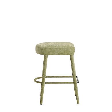 Trikiousd Fabric Thickened Upholstered Bar Stools 26.8-Inch Backless Kitchen Stools, Set of 2
