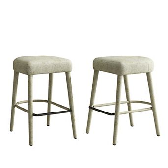 Trikiousd Fabric Thickened Upholstered Bar Stools 26.8-Inch Backless Kitchen Stools, Set of 2