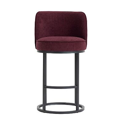 Trikiousd 25" H Counter Height Bar Stools Modern Linen Fabric Upholstered Barrel Barstools Set of 2