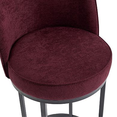 Trikiousd 25" H Counter Height Bar Stools Modern Linen Fabric Upholstered Barrel Barstools Set of 2