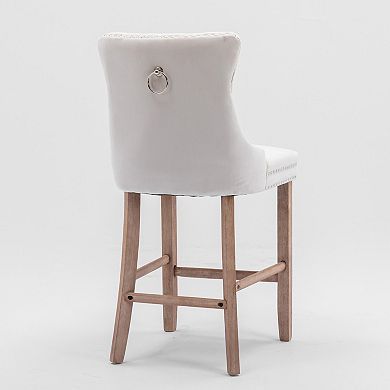 Trikiousd Velvet Button Tufted Counter Height Bar Stool Chairs Wingback Bar Stools Set of 2