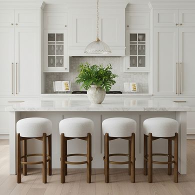 Trikiousd Classic Round-Seat 30" Tall Kitchen Counter Stools Breakfast Bar Stools, Set of 4
