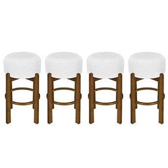 Trikiousd Classic Round-Seat 30" Tall Kitchen Counter Stools Breakfast Bar Stools, Set of 4
