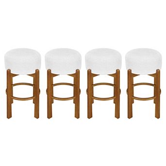 Trikiousd Classic Round-Seat 30" Tall Kitchen Counter Stools Breakfast Bar Stools, Set of 4