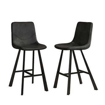 Trikiousd 26 Inch Counter Height Bar Stools Set of 2, Faux Leather Armless Kitchen Island Bar Chairs