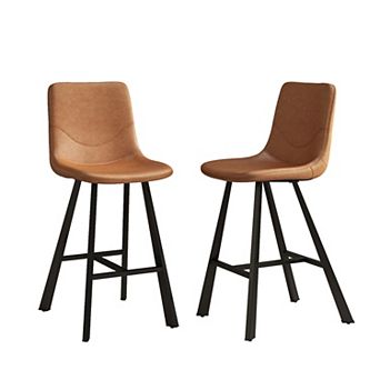 Trikiousd 26 Inch Counter Height Bar Stools Set of 2, Faux Leather Armless Kitchen Island Bar Chairs