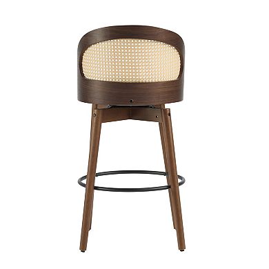 Trikiousd Swivel Bar Stools Set of 2 Modern Leather Upholstered Barstools with Rattan Back