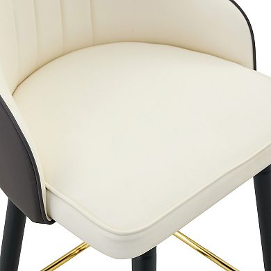 Trikiousd PU Leather Bar Stools Set of 2, Modern Upholstered Bar Chairs with Footrest