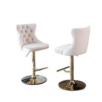 Trikiousd Velvet Bar Stools Set of 2, Swivel Counter Height Bar Stools Adjusatble Seat Height