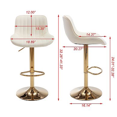 Trikiousd Velvet Swivel Barstools Adjustable Armless Modern Bar Chairs, Set of 2