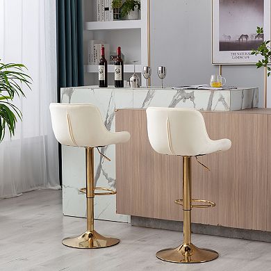 Trikiousd Velvet Swivel Barstools Adjustable Armless Modern Bar Chairs, Set of 2