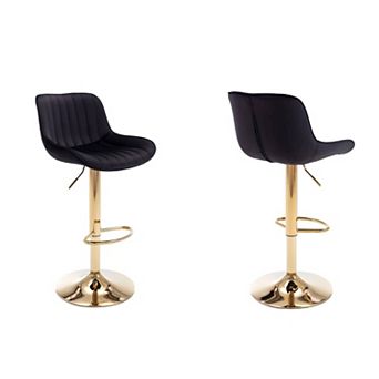 Trikiousd Velvet Swivel Barstools Adjustable Armless Modern Bar Chairs, Set of 2