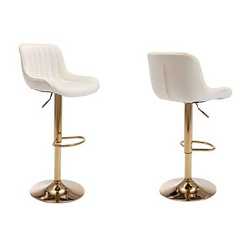 Trikiousd Velvet Swivel Barstools Adjustable Armless Modern Bar Chairs, Set of 2