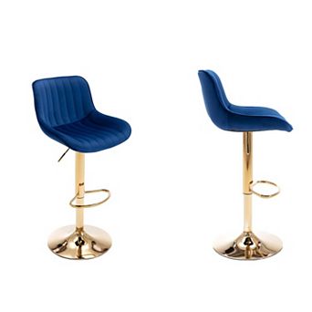 Trikiousd Velvet Swivel Barstools Adjustable Armless Modern Bar Chairs, Set of 2
