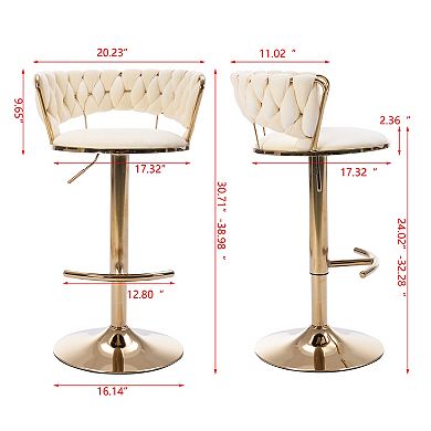 Trikiousd Swivel Bar Stools Set of 2, Height Adjustable Fabric Woven Kitchen Island Stools