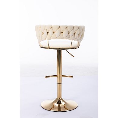 Trikiousd Swivel Bar Stools Set of 2, Height Adjustable Fabric Woven Kitchen Island Stools