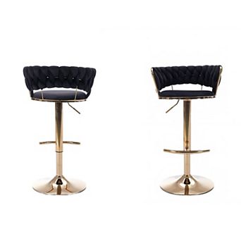 Trikiousd Swivel Bar Stools Set of 2, Height Adjustable Fabric Woven Kitchen Island Stools