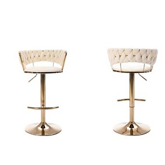 Trikiousd Swivel Bar Stools Set of 2, Height Adjustable Fabric Woven Kitchen Island Stools