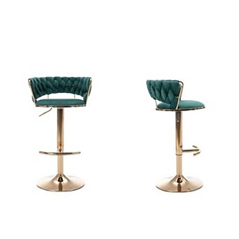 Trikiousd Swivel Bar Stools Set of 2, Height Adjustable Fabric Woven Kitchen Island Stools