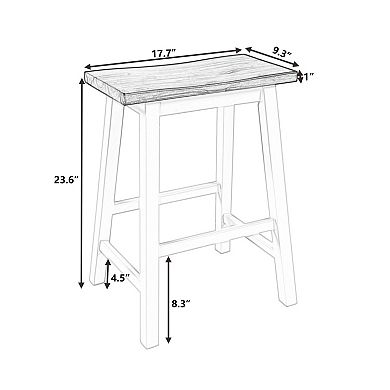 Trikiousd Solid Wood Saddle-Seat Kitchen Counter Barstool Dining Stools, Set of 2